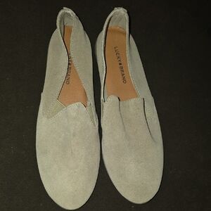 Lucky Brand Light Gray Suede Slip-Ons